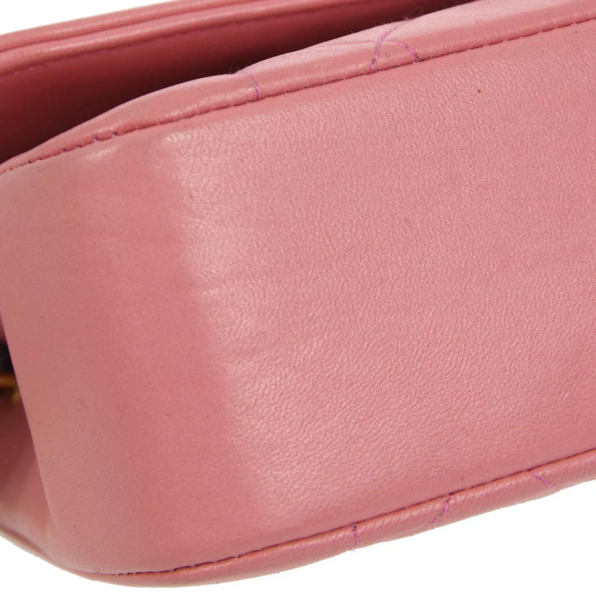 Chanel * 1989-1991 Pink Lambskin Border Flap Bag - Image 4