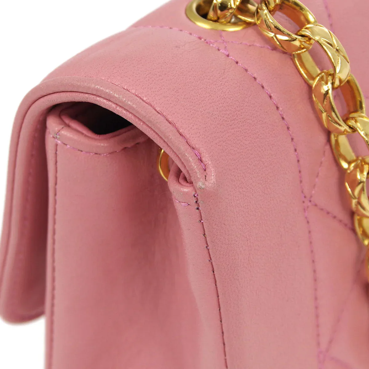 Chanel * 1989-1991 Pink Lambskin Border Flap Bag - Image 6