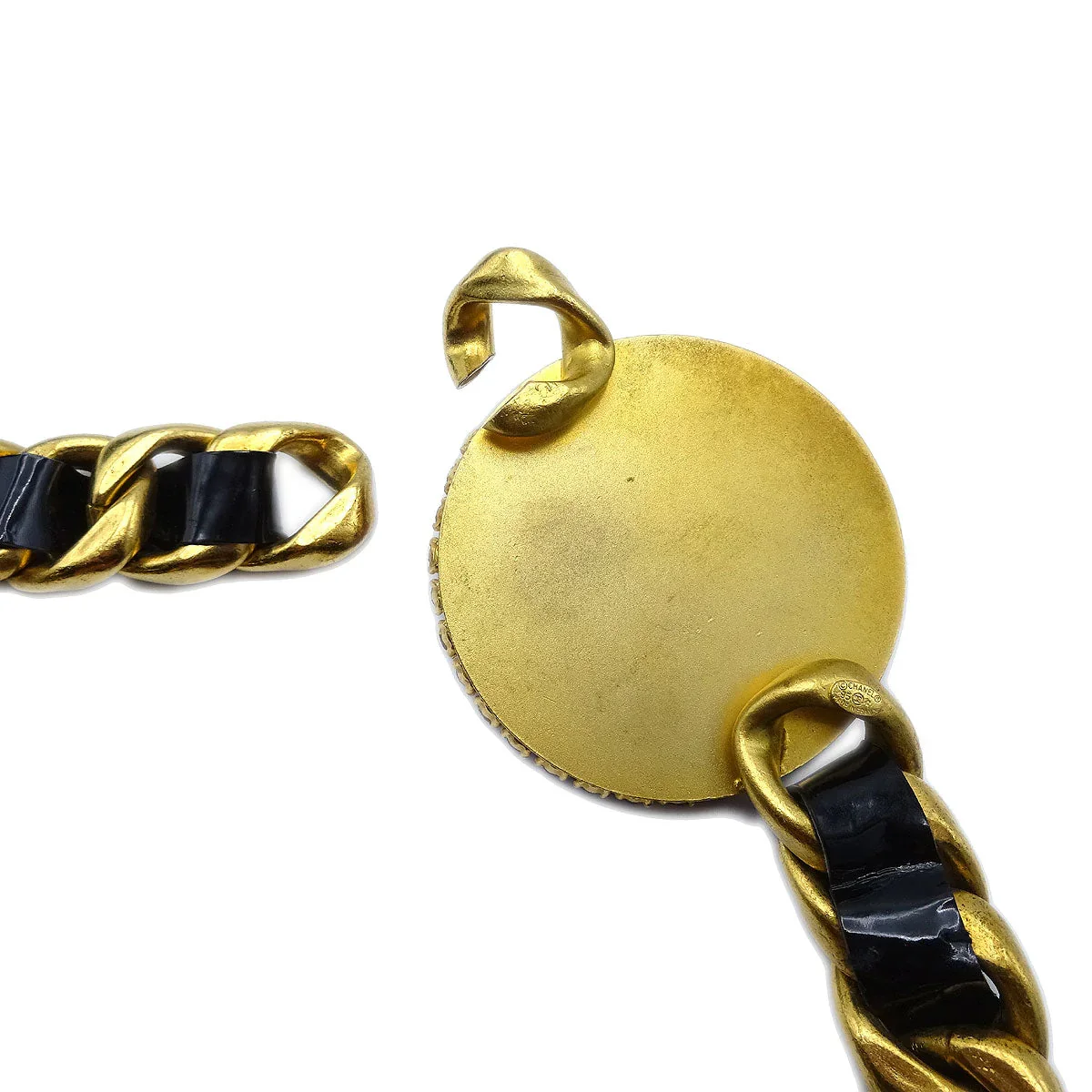 Chanel * Gold Chain Belt Rhinestones 95P Small Good - Image 4