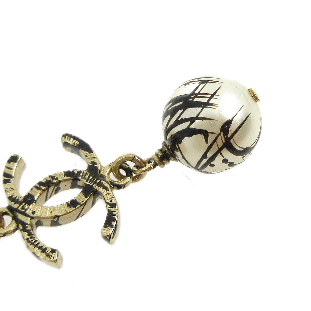 Chanel Artificial Pearl Gold Chain Pendant Necklace A13B - Image 3