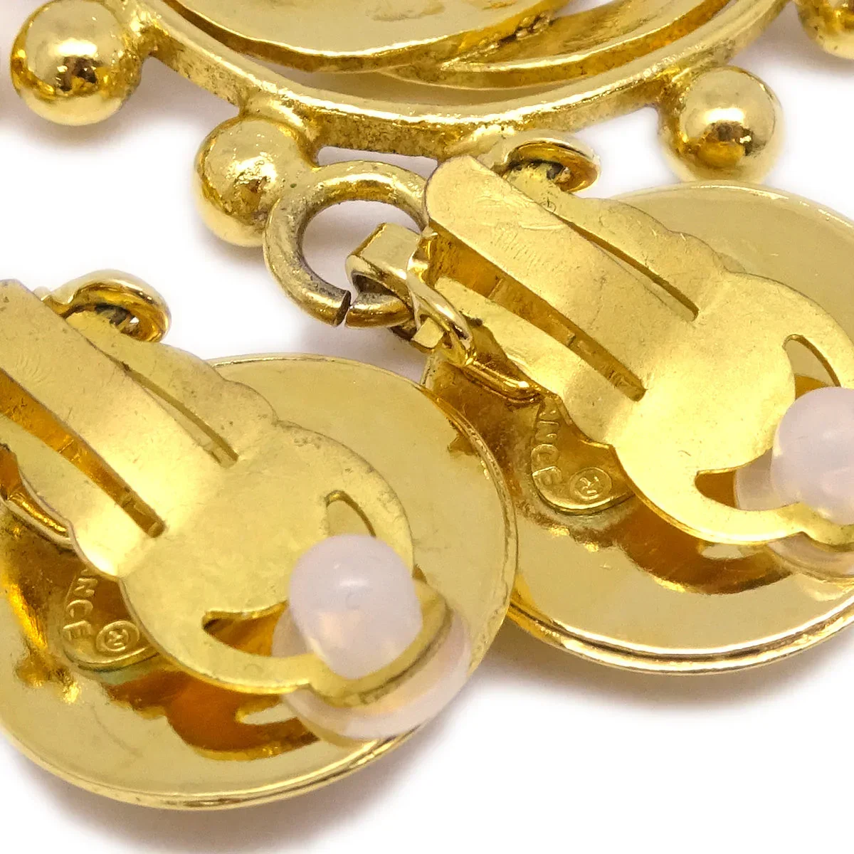 Chanel Gold Dangle Earrings Clip-On 25 - Image 3