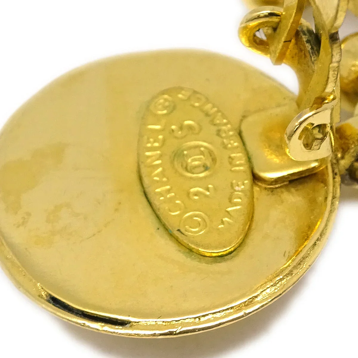 Chanel Gold Dangle Earrings Clip-On 25 - Image 4