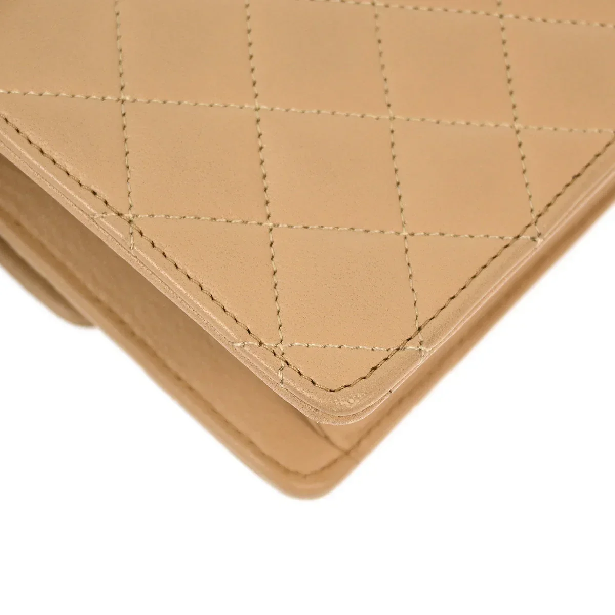 Chanel 1989-1991 Beige Lambskin Straight Flap Shoulder Bag - Image 4