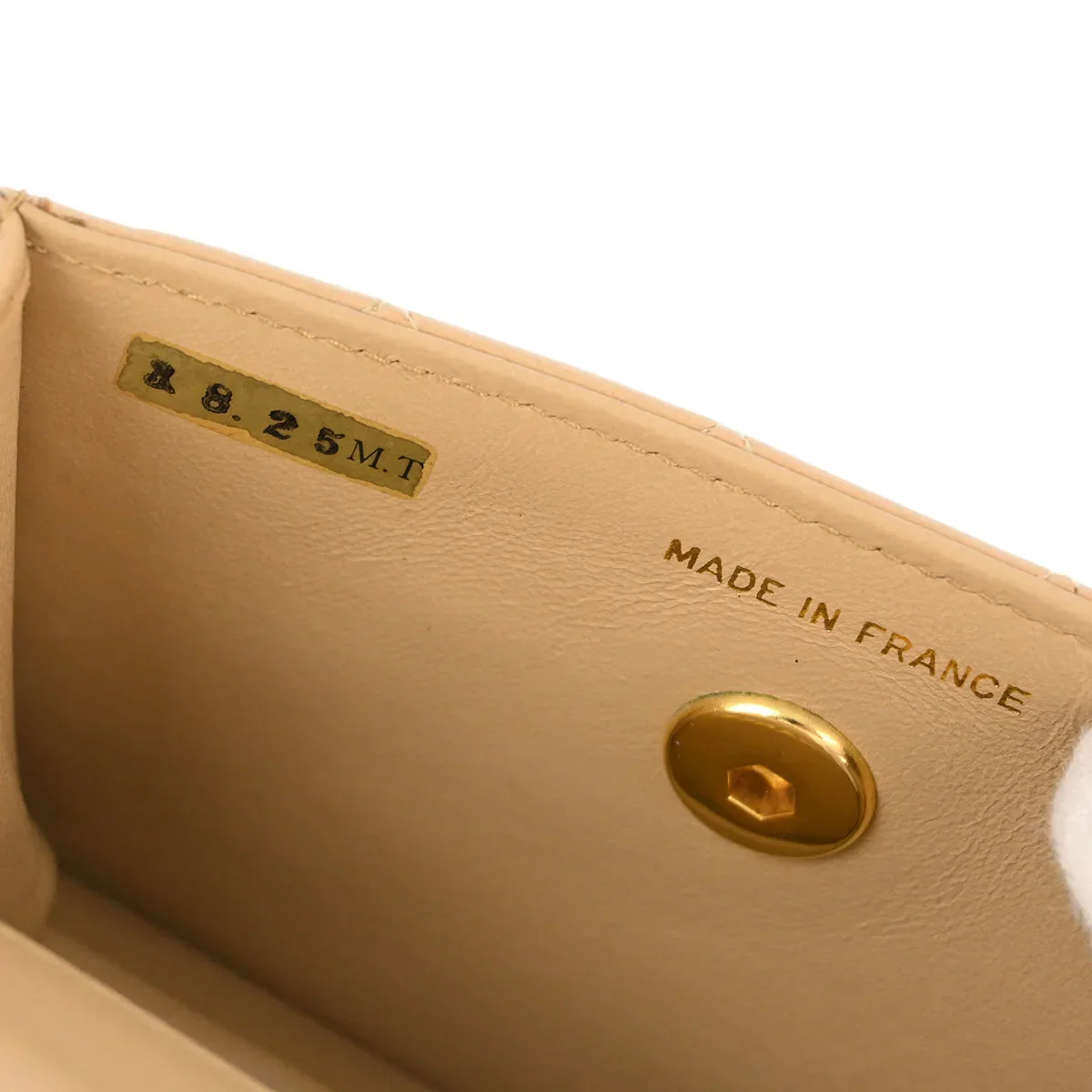 Chanel 1989-1991 Beige Lambskin Straight Flap Shoulder Bag - Image 9
