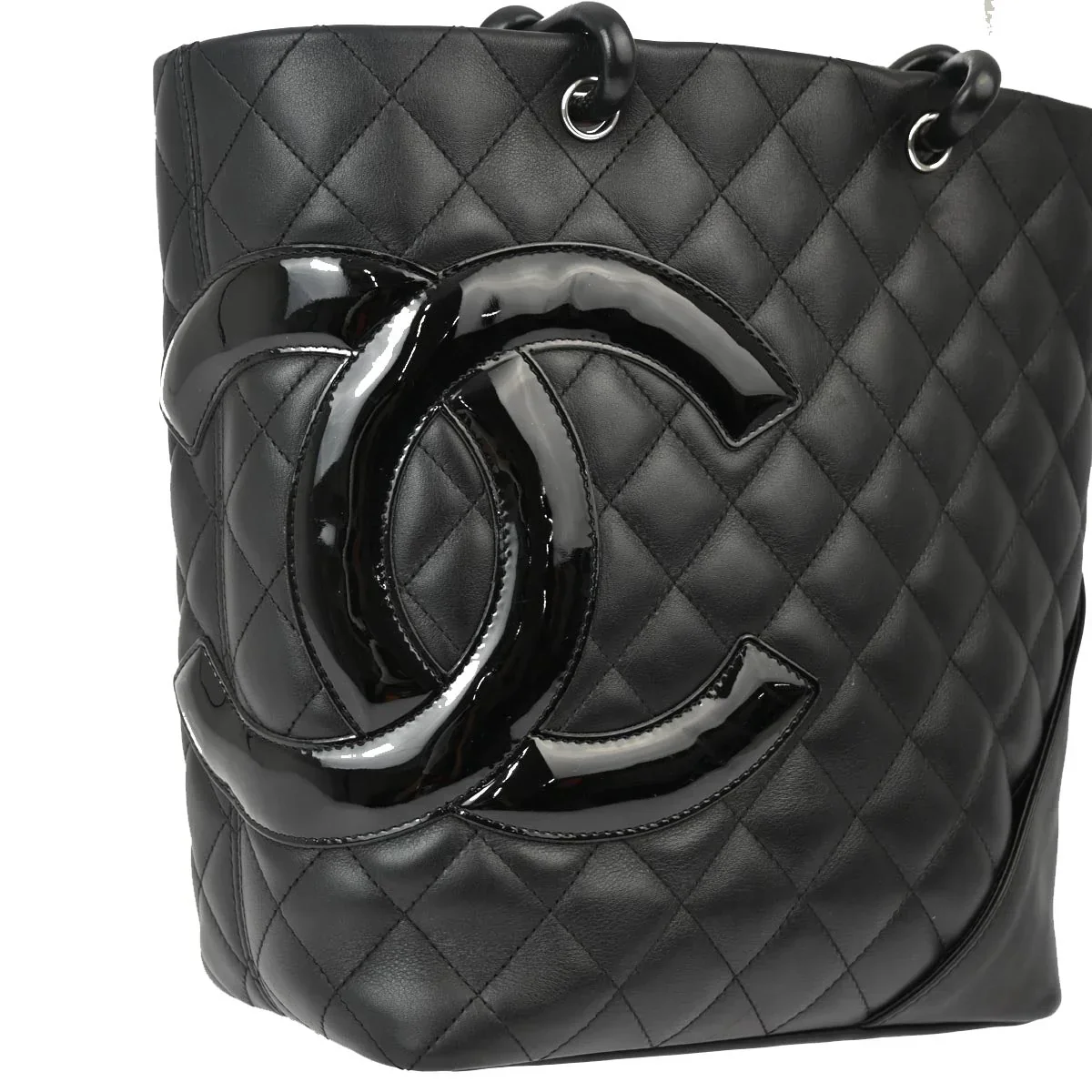 Chanel 2008-2009 Black Calfskin Cambon Ligne Tote Handbag - Image 3