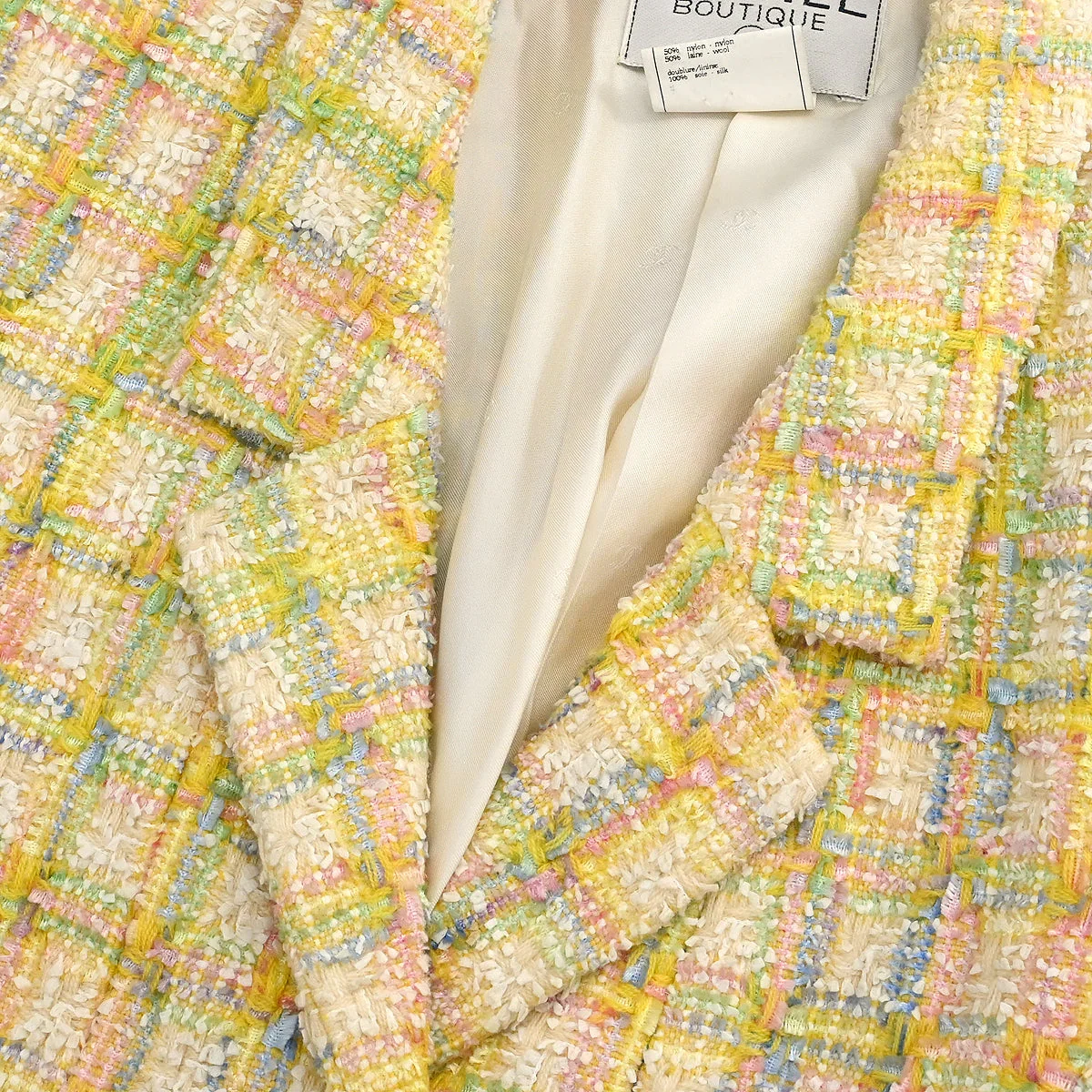 Chanel 1996 Setup Suit Jacket Skirt Yellow #40 - Image 3