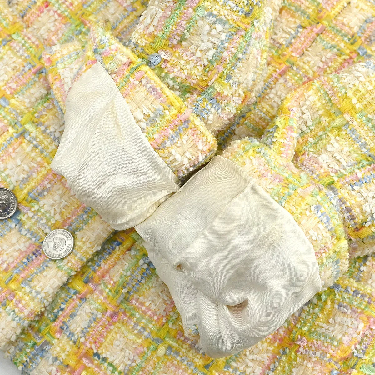 Chanel 1996 Setup Suit Jacket Skirt Yellow #40 - Image 5
