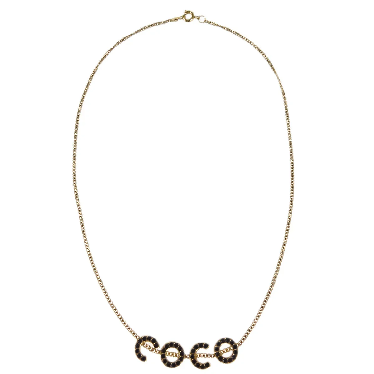 Chanel COCO Pendant Necklace Rhinestone Gold 01A - Image 2