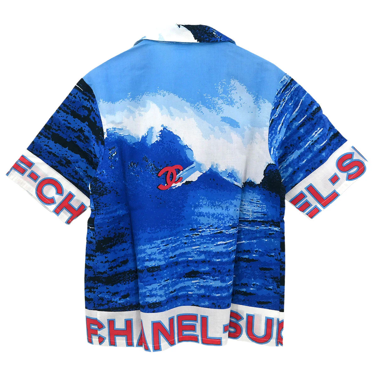 Chanel 2002 Surf Line Short Sleeve Shirt Top Blue #38 - Image 2