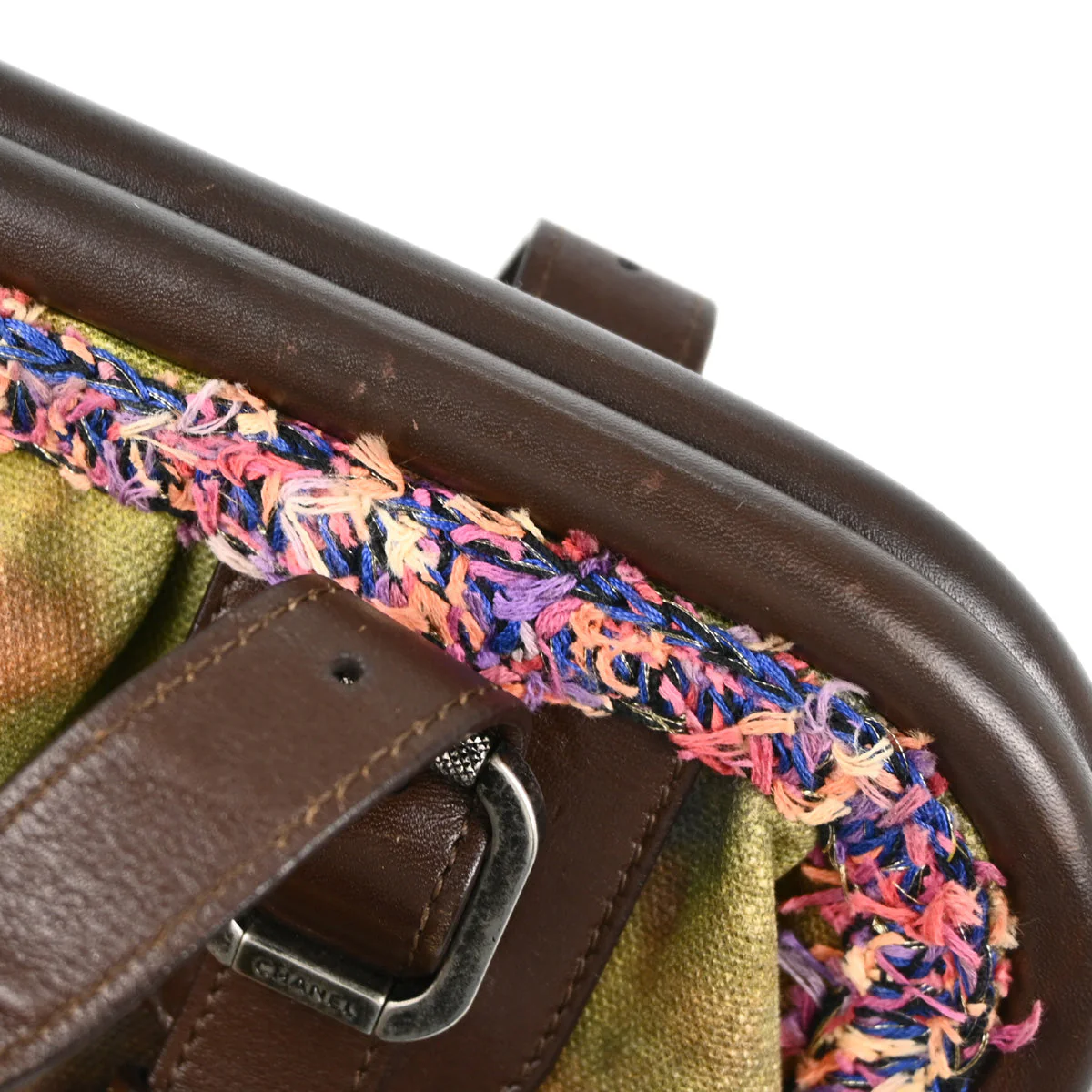 Chanel 2015-2016 Graffiti Tweed and Khaki Toile On The Pavement Bowling Bag Ruthenium Hardware - Image 6