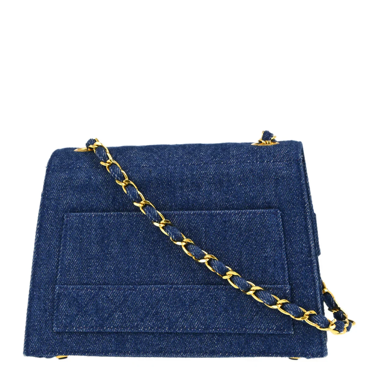 Chanel 1989-1991 Blue Denim Straight Flap Shoulder Bag - Image 2