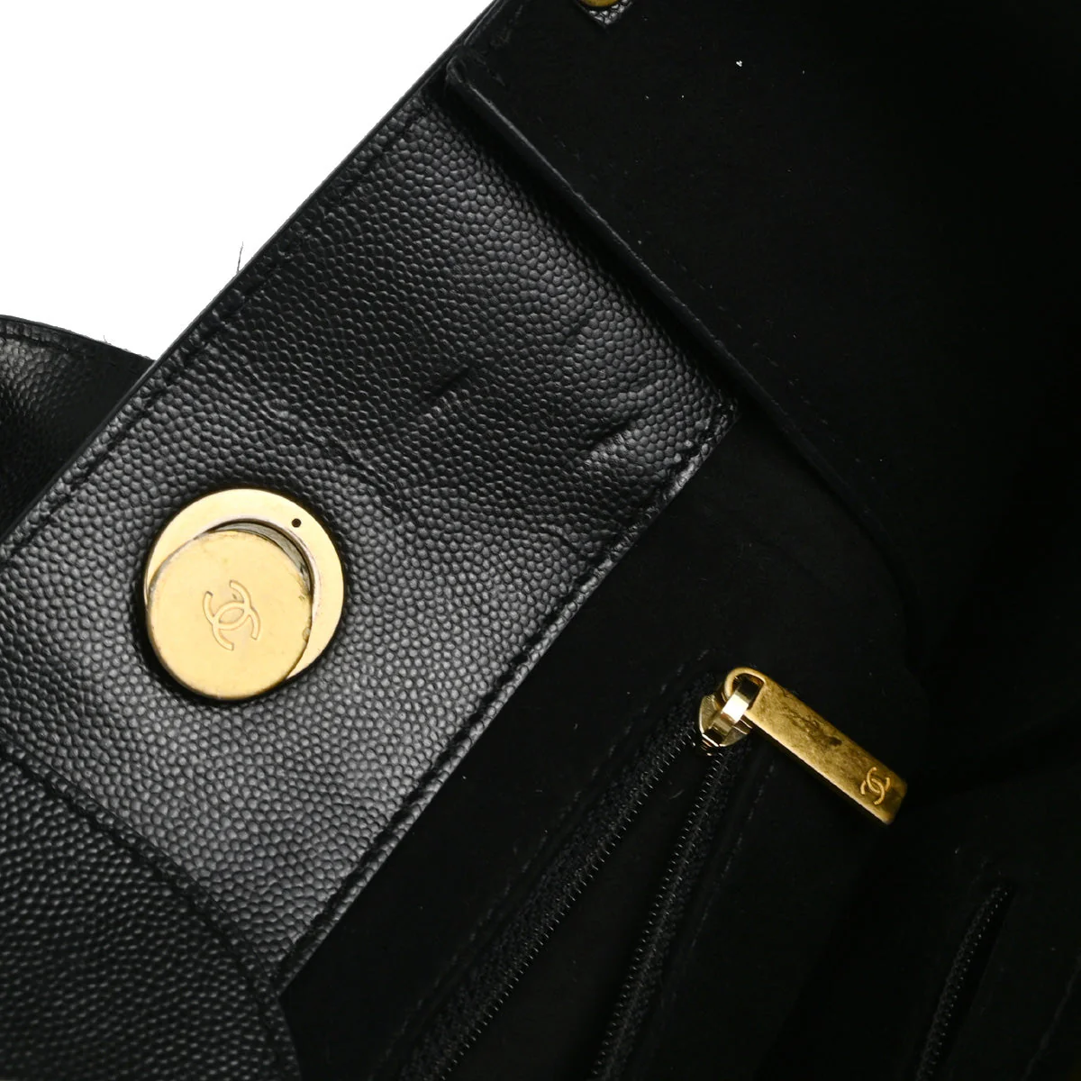 Chanel 2019 Black Caviar Small Deauville 2way Shoulder Tote Bag - Image 3