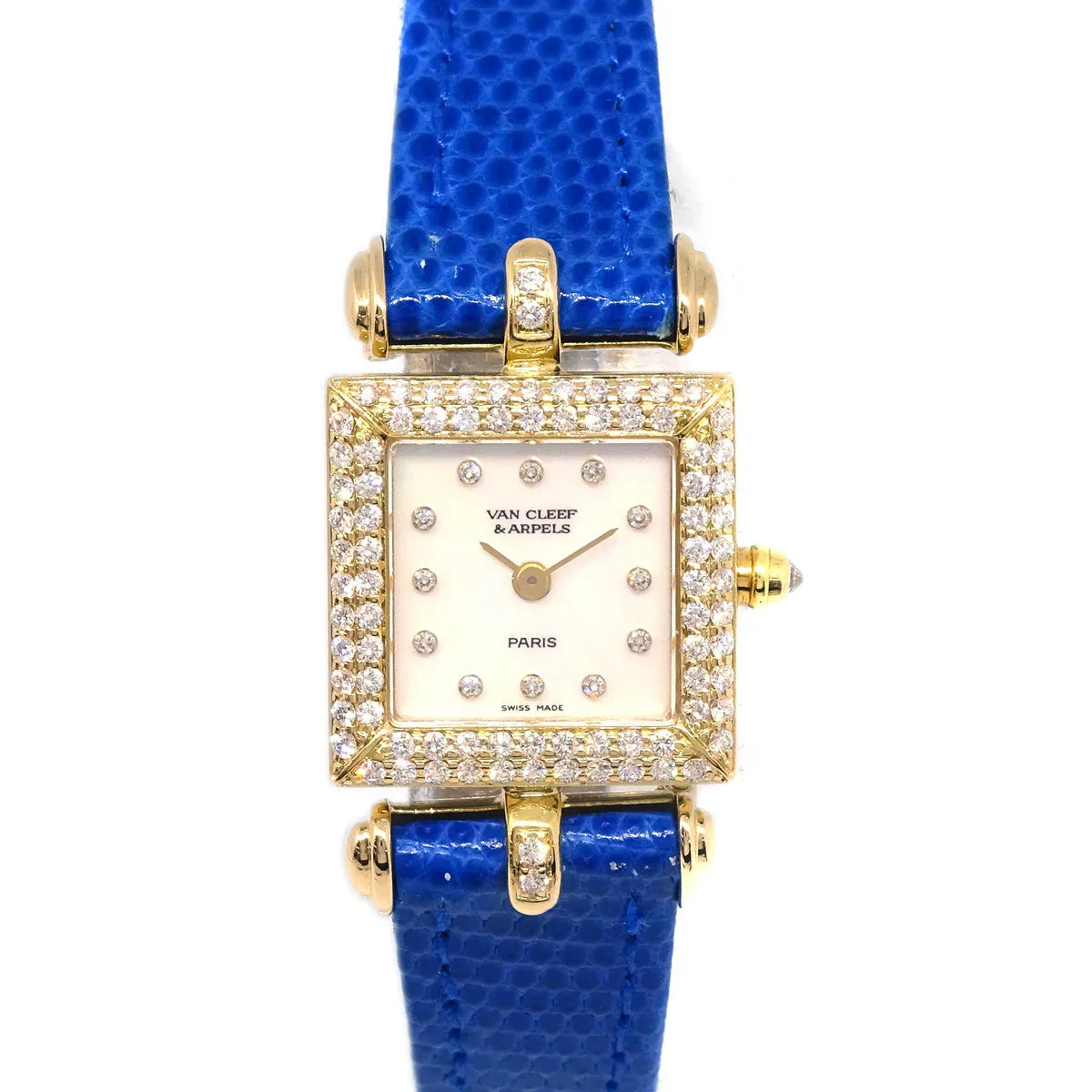 Van Cleef & Arpels * Ref.131964 YG Diamond Quartz Watch 18KYG Blue - Image 3
