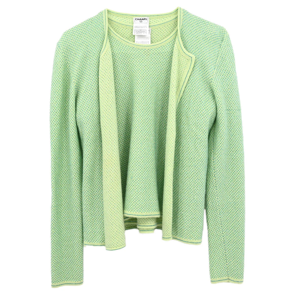 Chanel 2001 Set Cardigan Short Sleeve Top Light Green #38