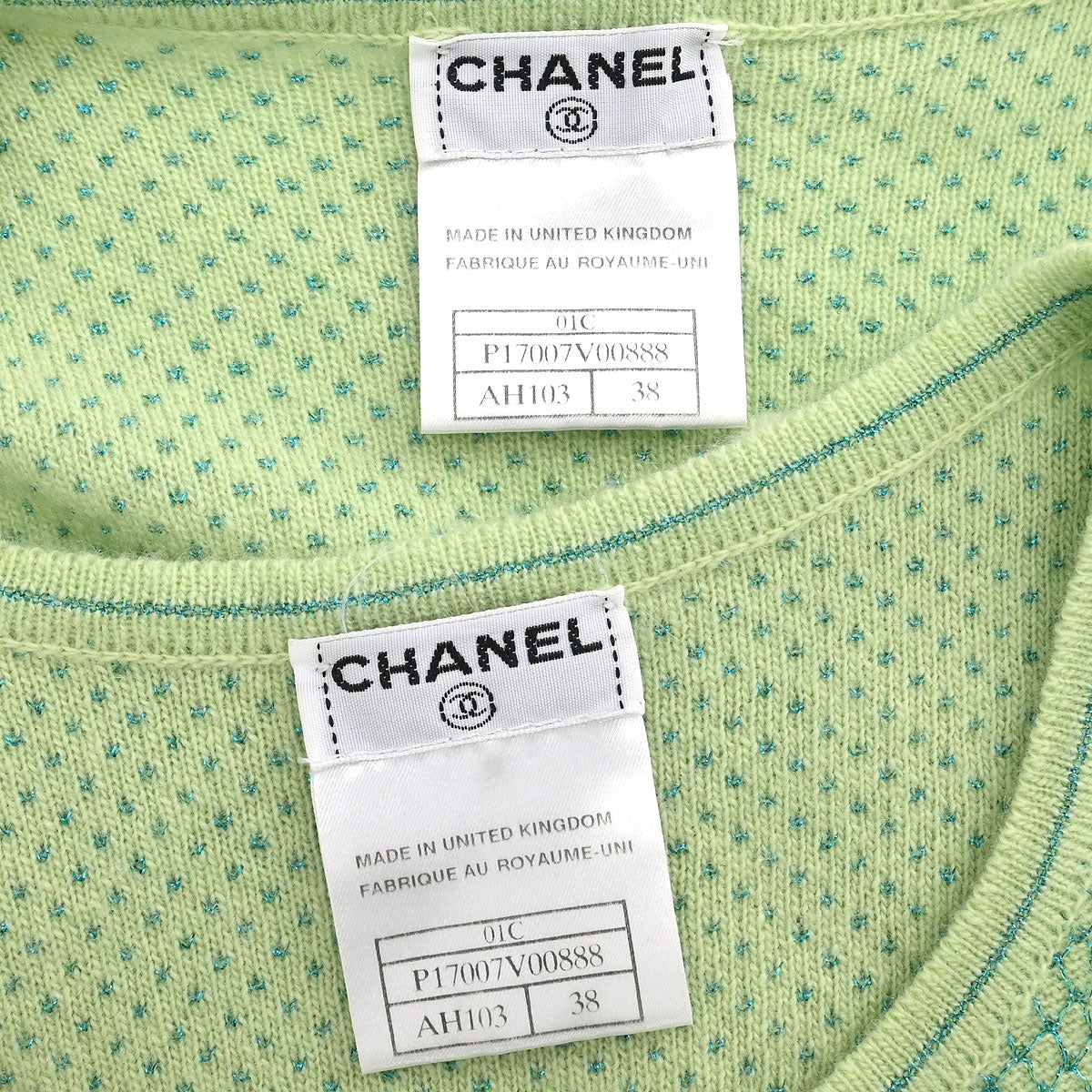 Chanel 2001 Set Cardigan Short Sleeve Top Light Green #38 - Image 10