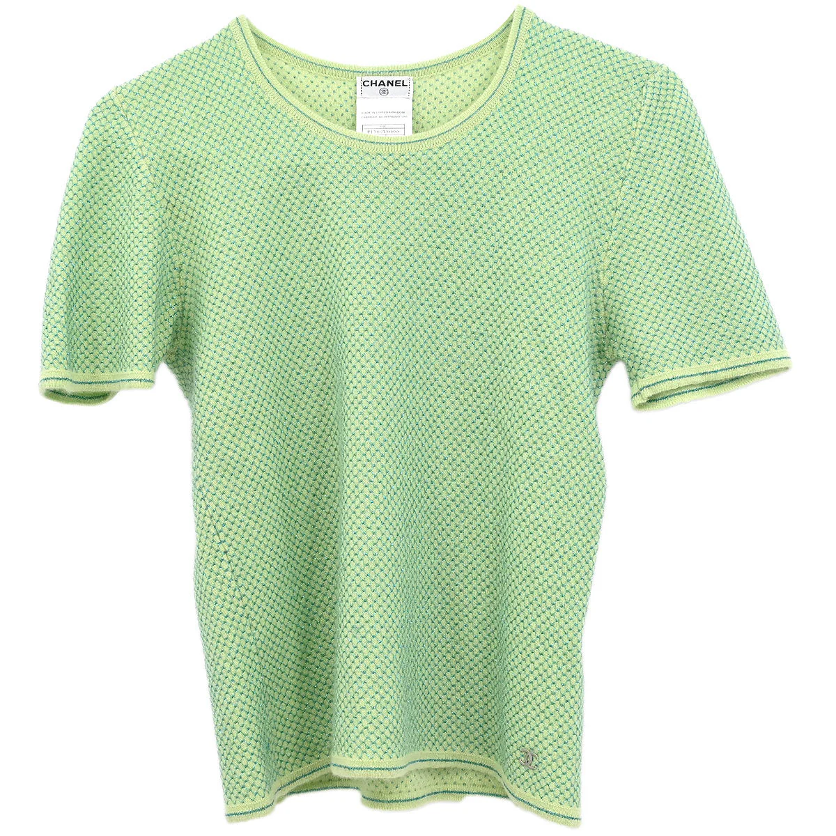 Chanel 2001 Set Cardigan Short Sleeve Top Light Green #38 - Image 3