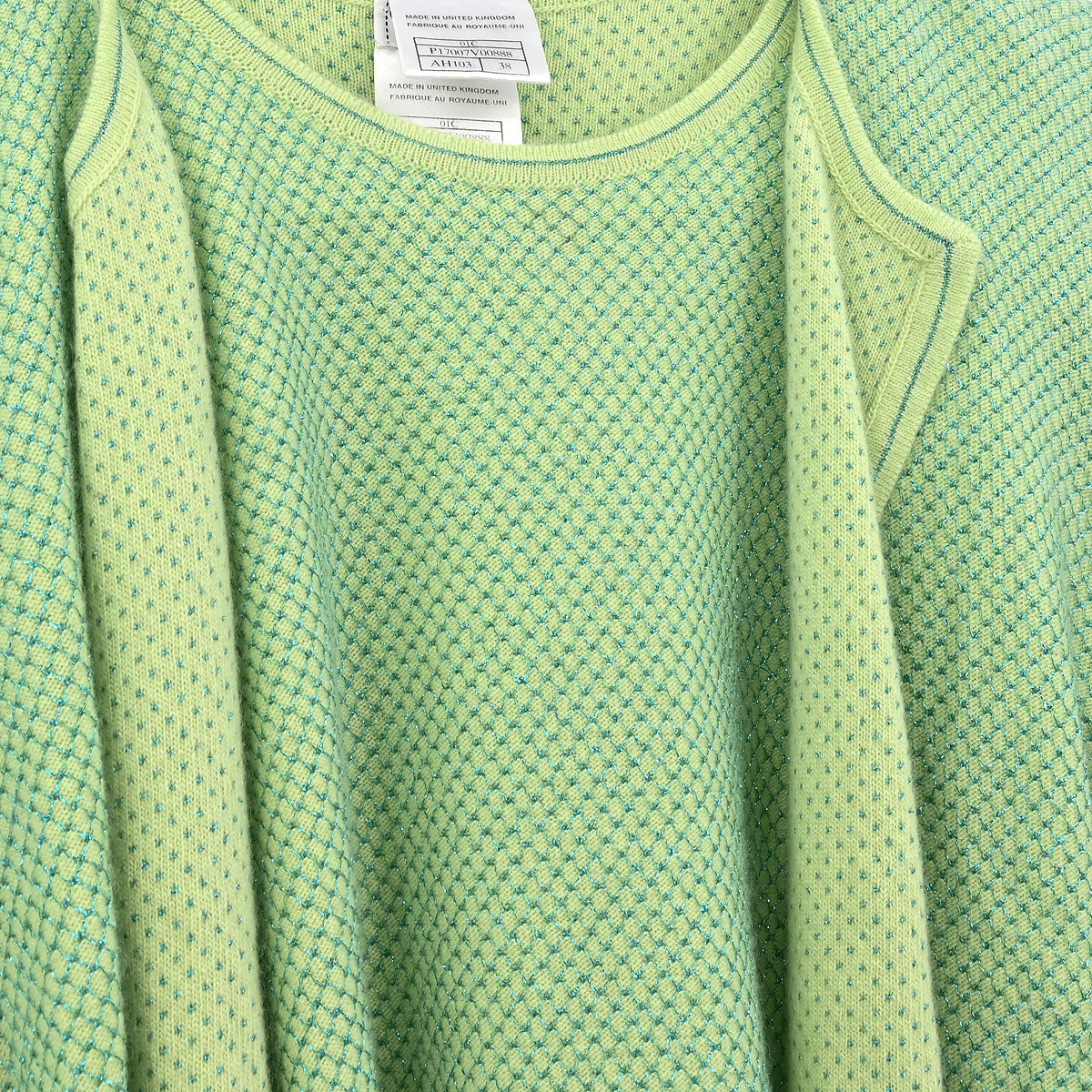 Chanel 2001 Set Cardigan Short Sleeve Top Light Green #38 - Image 4
