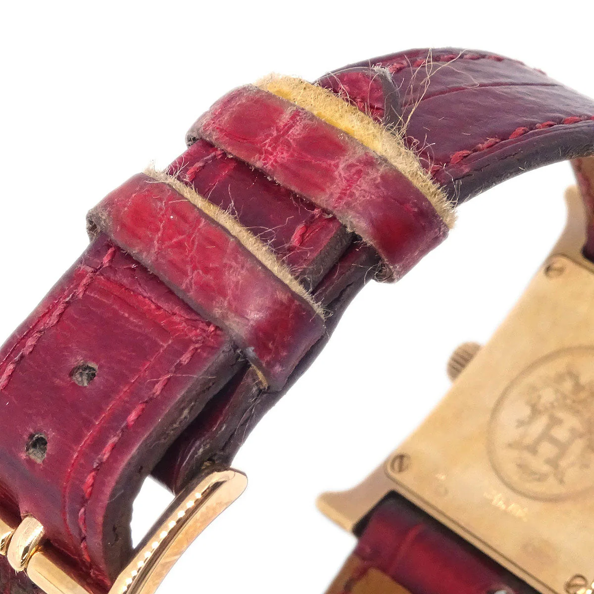 Hermes * H Watch HH1.271 Quartz Gold Bordeaux Crocodile Diamond - Image 5
