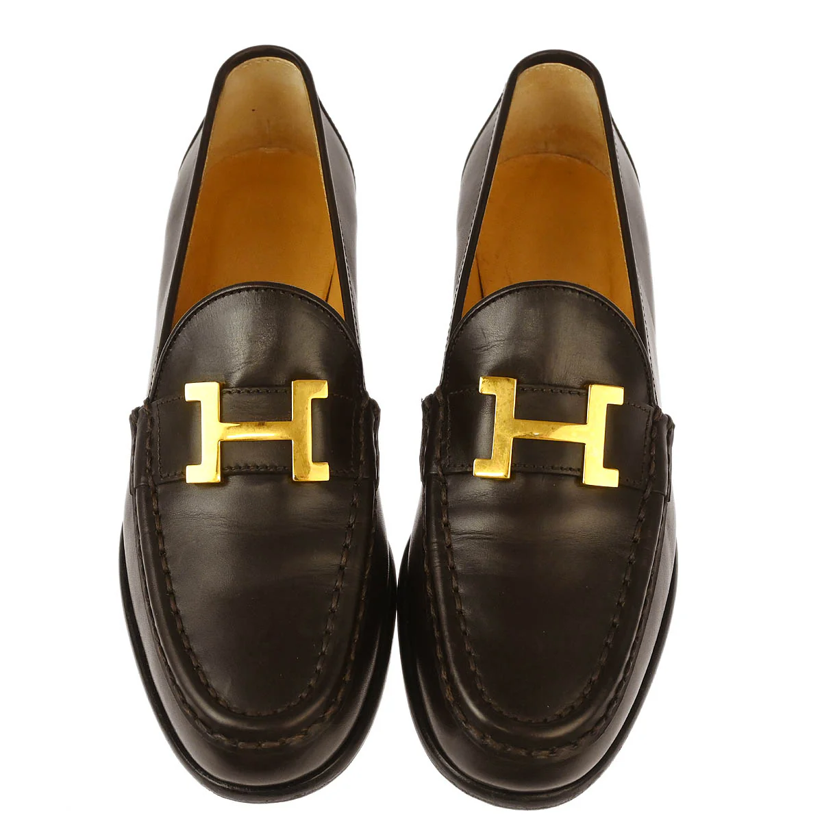 Hermes * Brown Constance Loafers Shoes #35 1/2 - Image 2