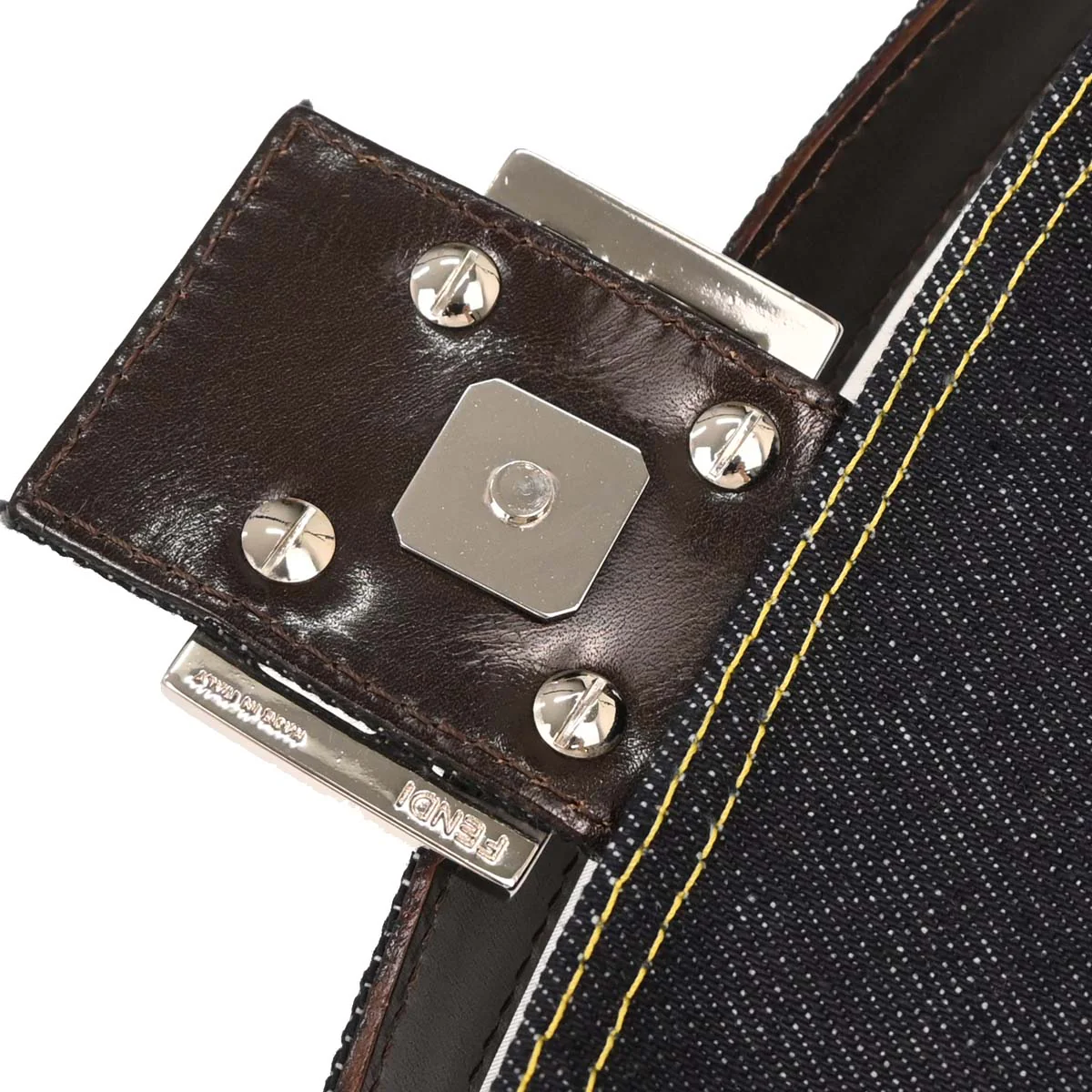 Fendi Navy Denim Baguette Handbag - Image 7