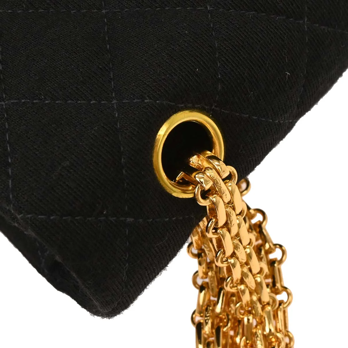 Chanel Black Cotton 2.55 Medium Classic Double Flap Shoulder Bag - Image 5