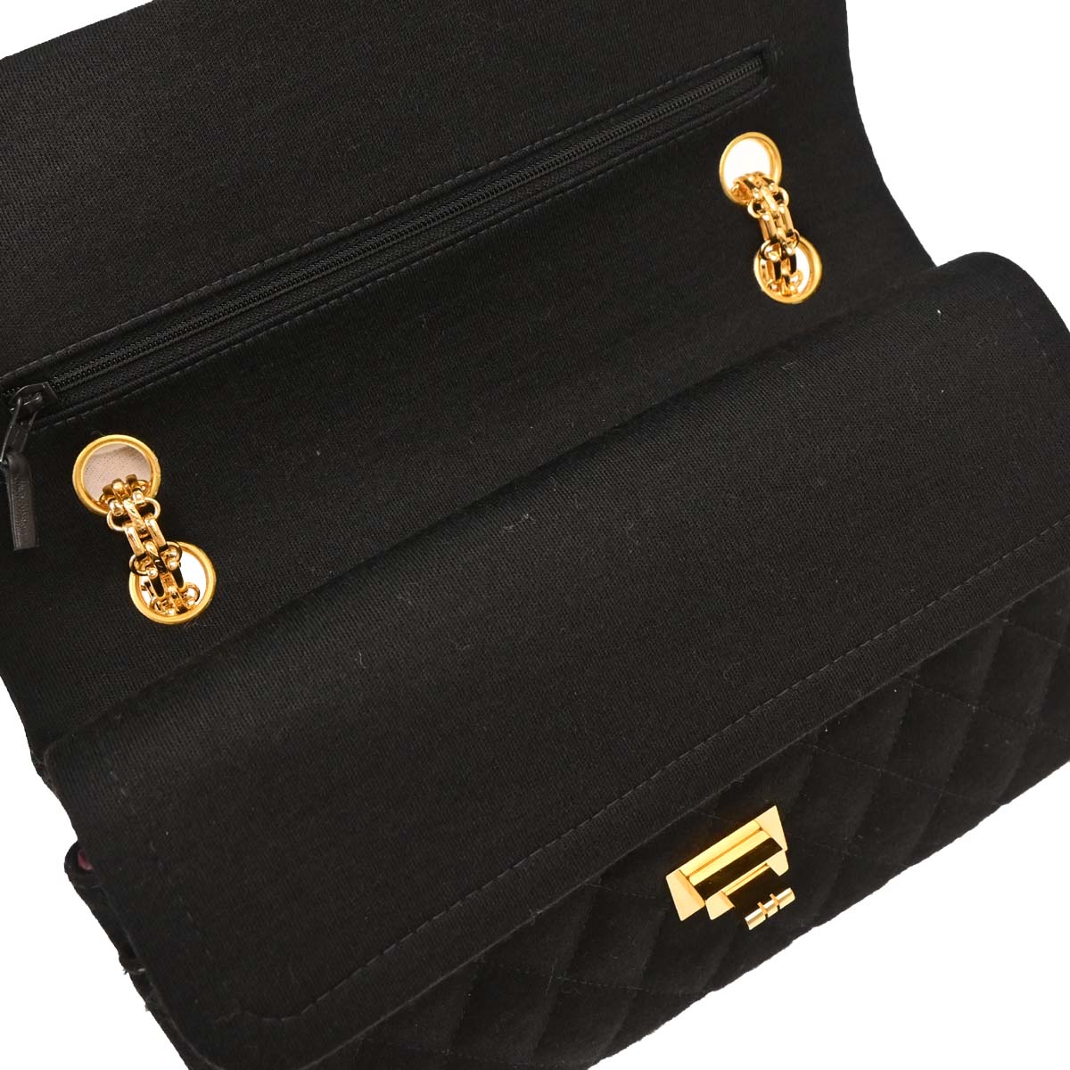 Chanel Black Cotton 2.55 Medium Classic Double Flap Shoulder Bag - Image 6