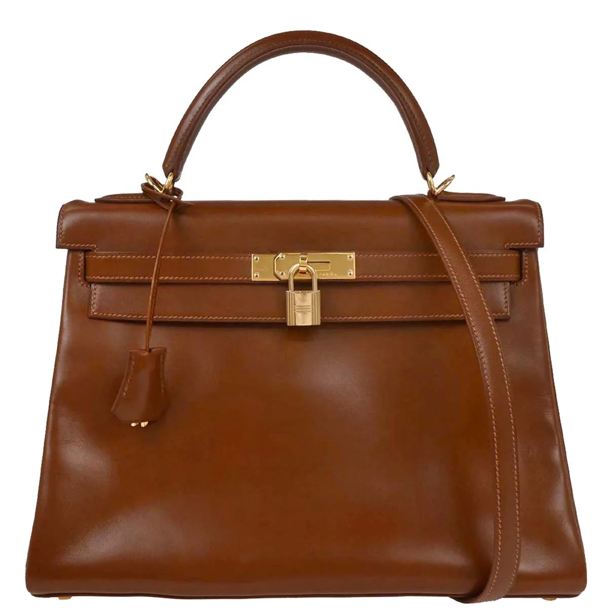Hermes Fauve Box Calf Kelly 32 Retourne 2way Shoulder Handbag