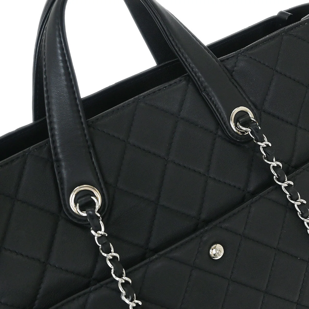 Chanel 2019 Black Lambskin Ultra Pocket Shopping Tote 2way Shoulder Handbag - Image 6