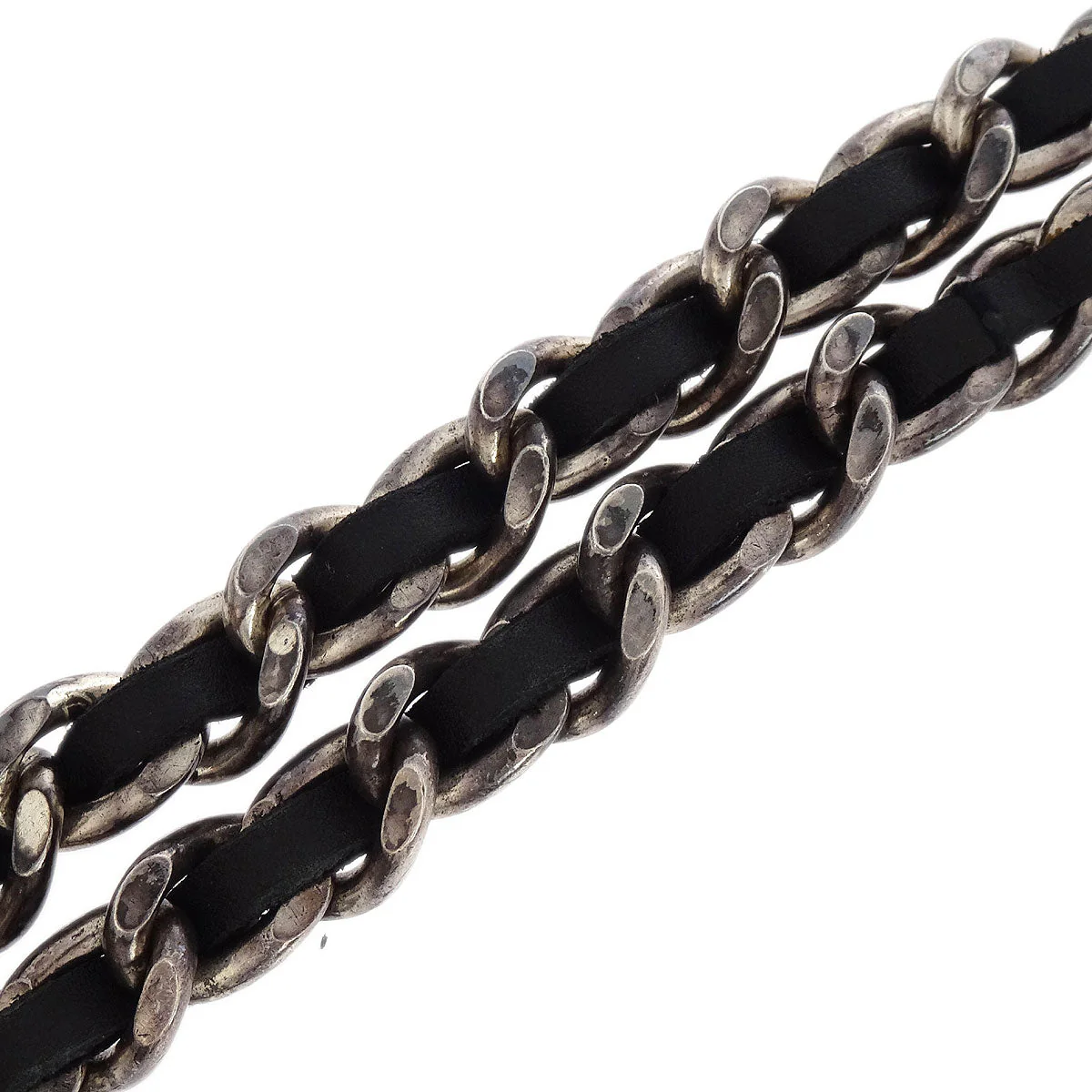 Chanel Silver Black CC Chain Belt 96P Small Good - Image 2