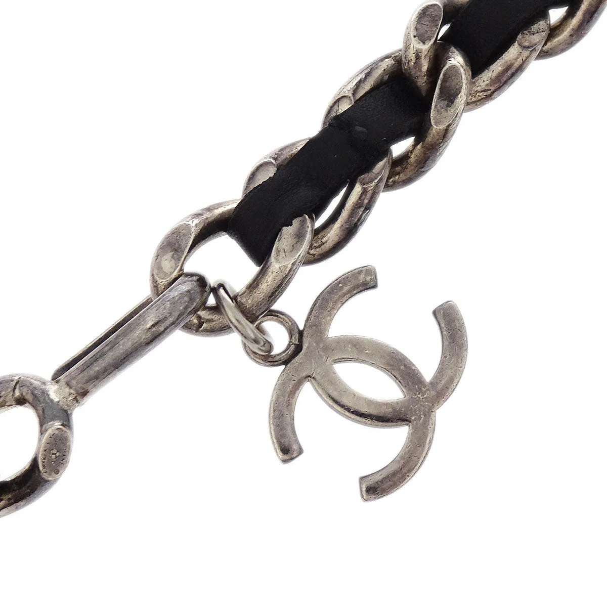 Chanel Silver Black CC Chain Belt 96P Small Good - Image 3