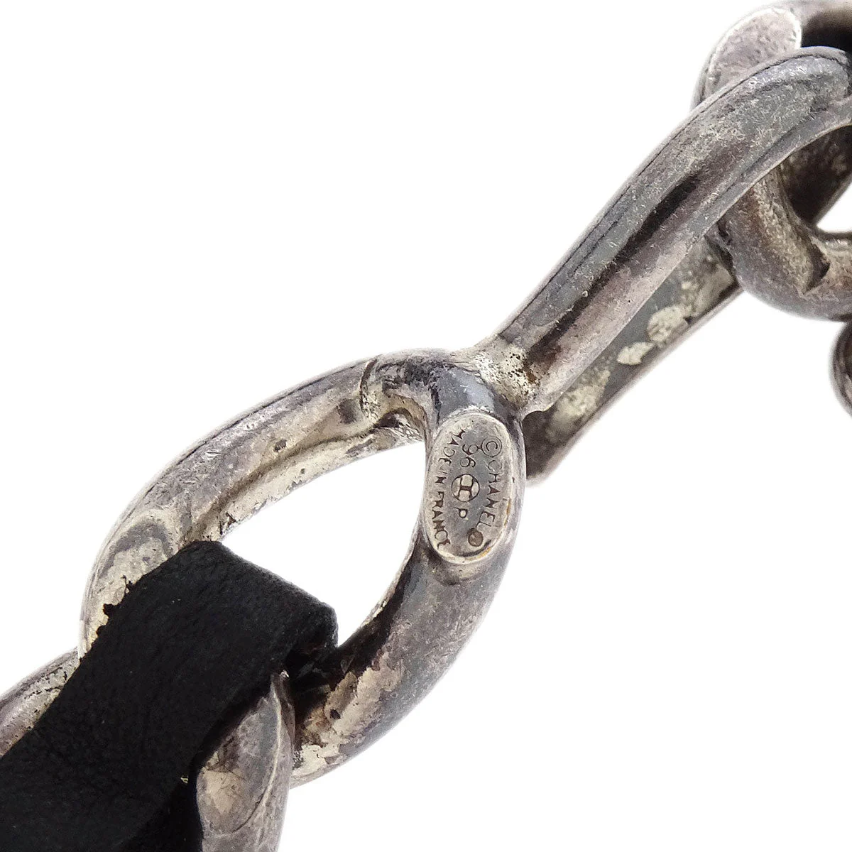 Chanel Silver Black CC Chain Belt 96P Small Good - Image 4