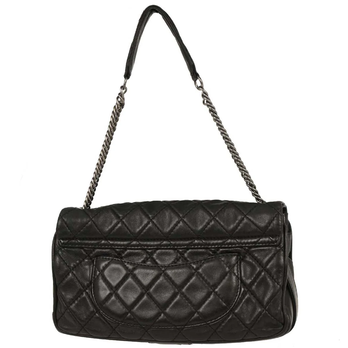 Chanel 2008-2009 Black Lambskin Secret Label Flap Handbag - Image 2