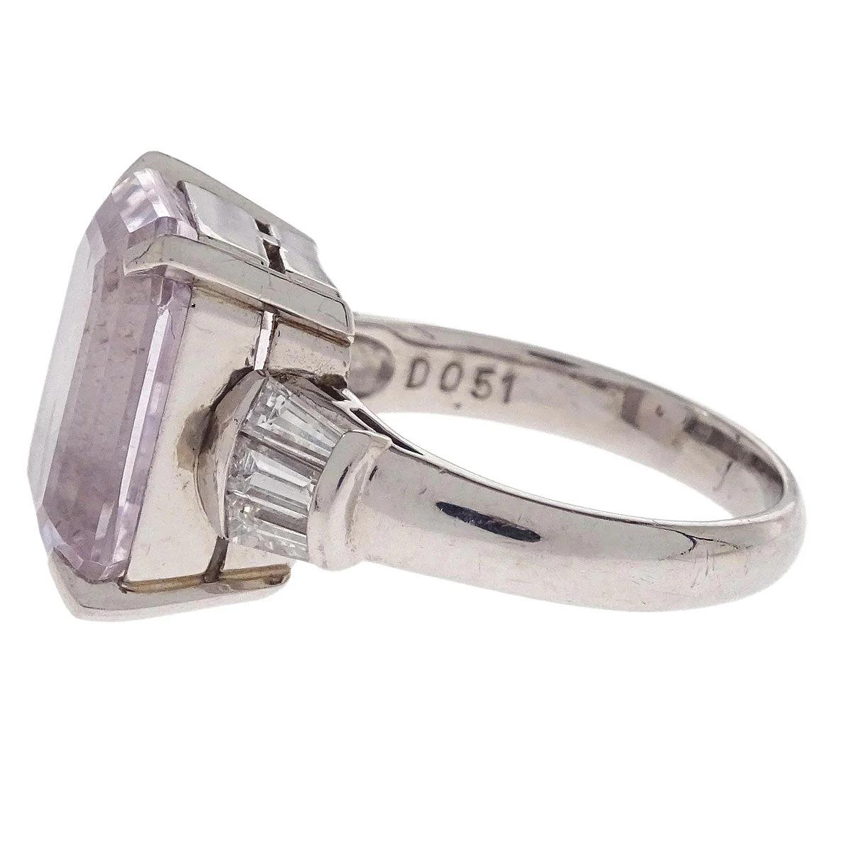 Ring Pt900 Silver Pink Sapphire Diamond #52 - Image 2