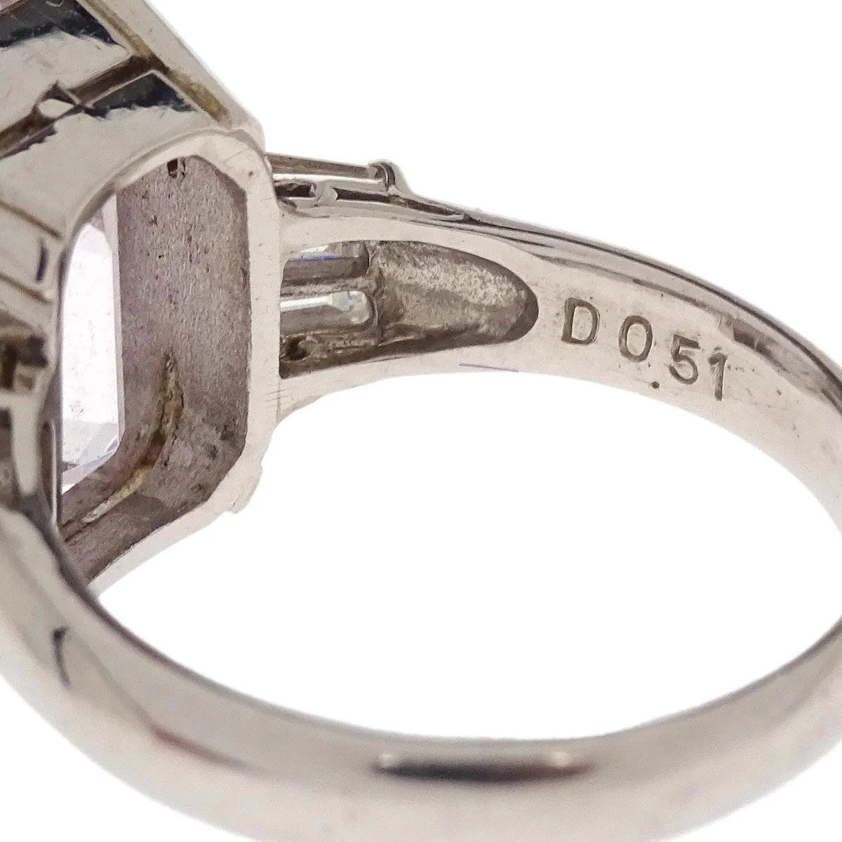 Ring Pt900 Silver Pink Sapphire Diamond #52 - Image 3