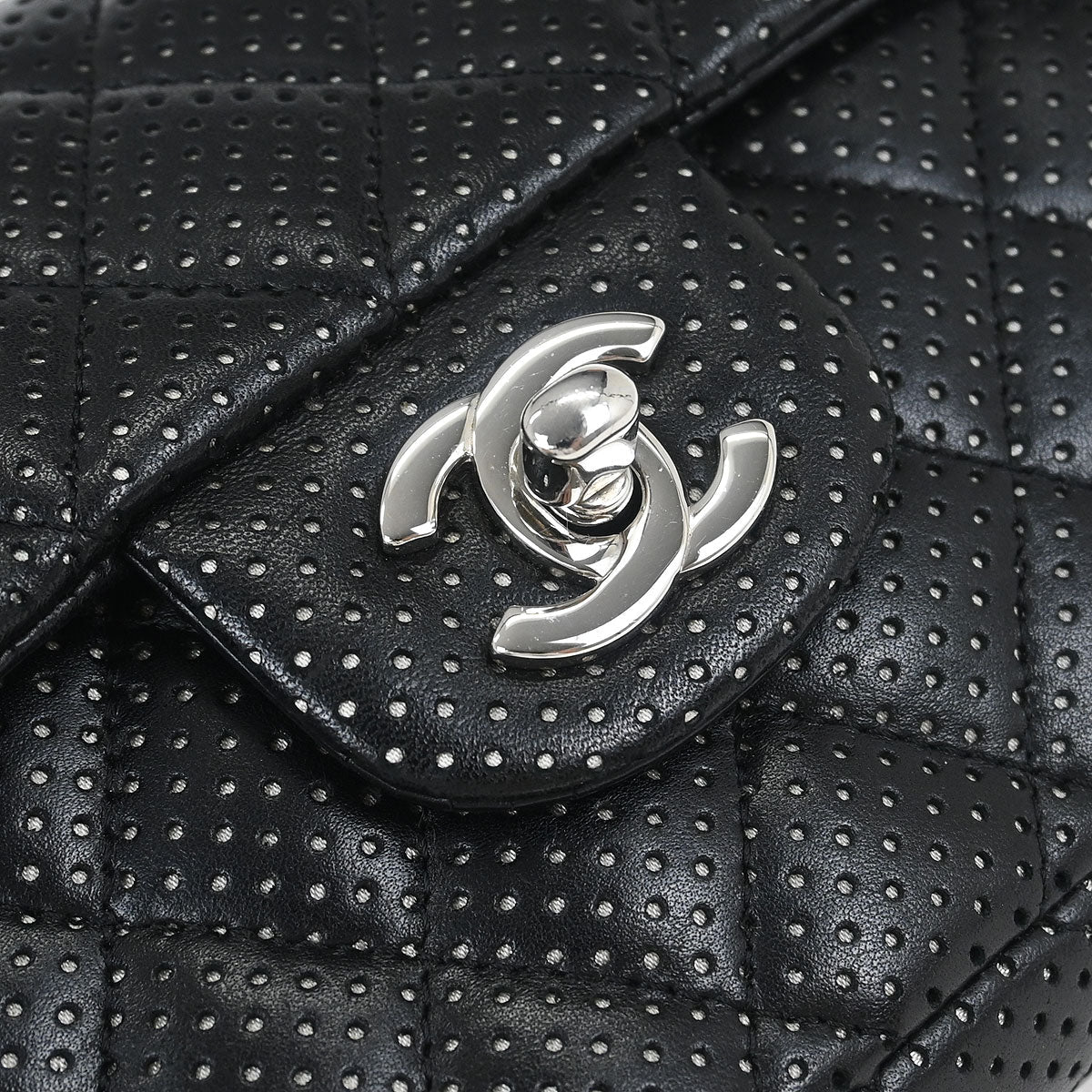 Chanel 2006-2008 Black Perforated Lambskin East West Shoulder Bag - Image 5