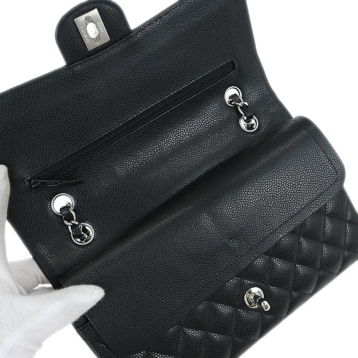 Chanel 2019 Black Calfskin Medium Classic Double Flap Shoulder Bag - Image 6