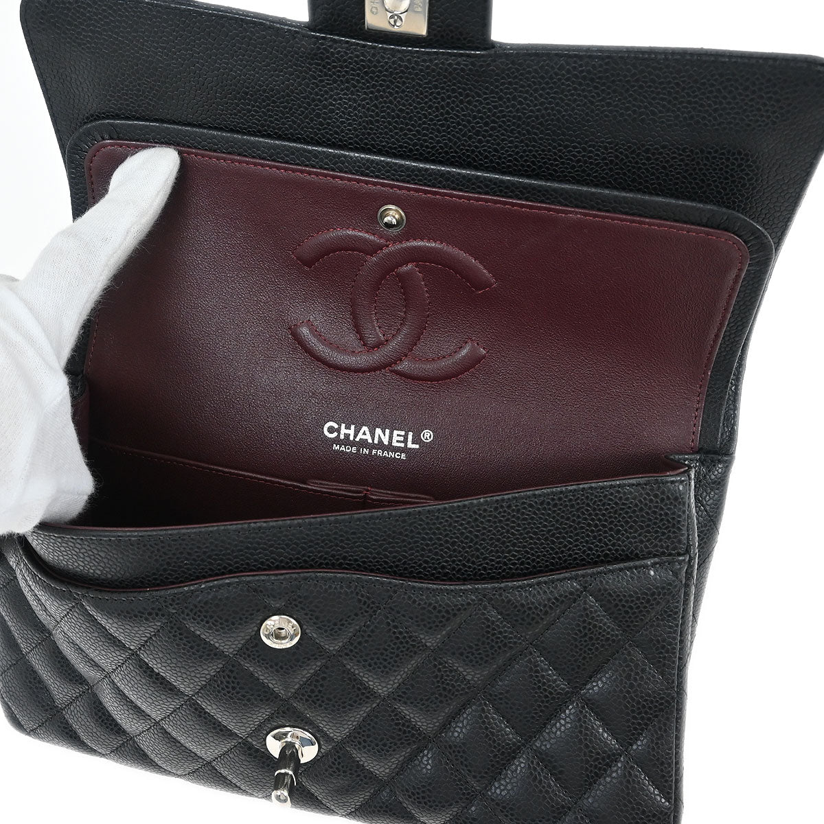Chanel 2019 Black Calfskin Medium Classic Double Flap Shoulder Bag - Image 7