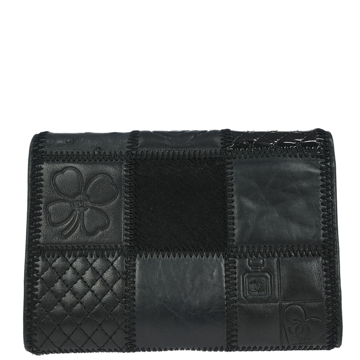 Chanel * 2006-2008 Black Lambskin Pony Hair Ostrich Wallet - Image 2