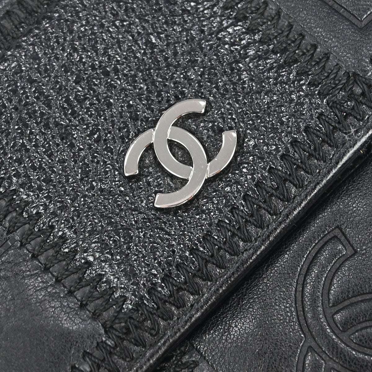 Chanel * 2006-2008 Black Lambskin Pony Hair Ostrich Wallet - Image 3