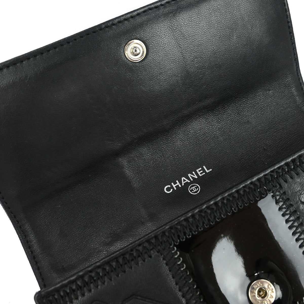 Chanel * 2006-2008 Black Lambskin Pony Hair Ostrich Wallet - Image 4