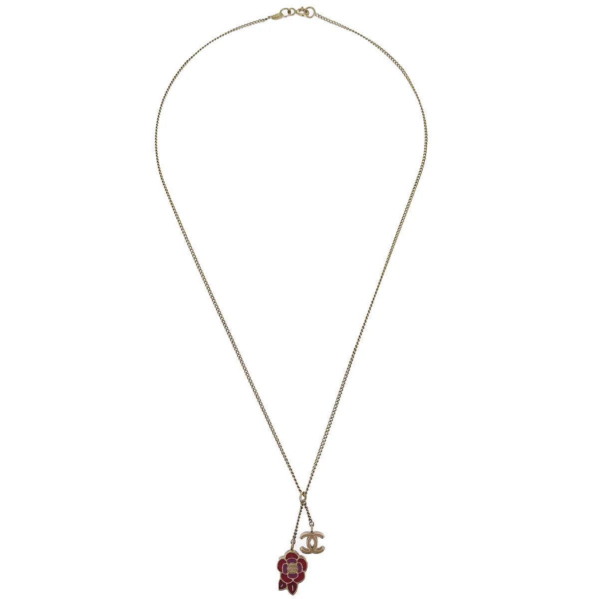 Chanel CC Chain Necklace Gold Camellia 05P - Image 2