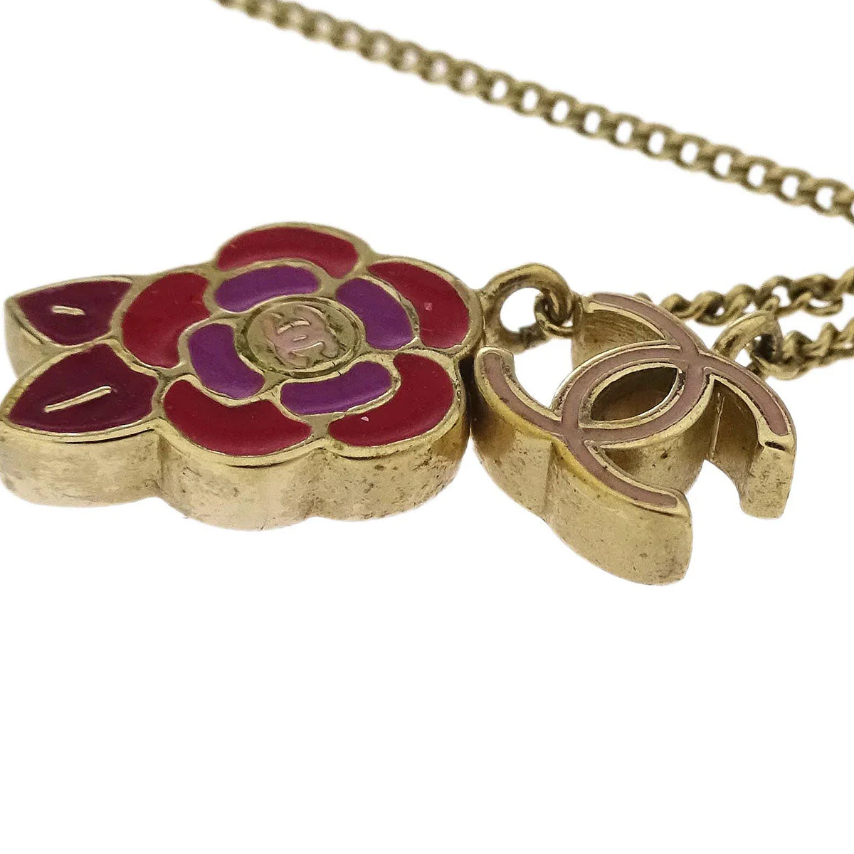 Chanel CC Chain Necklace Gold Camellia 05P - Image 3