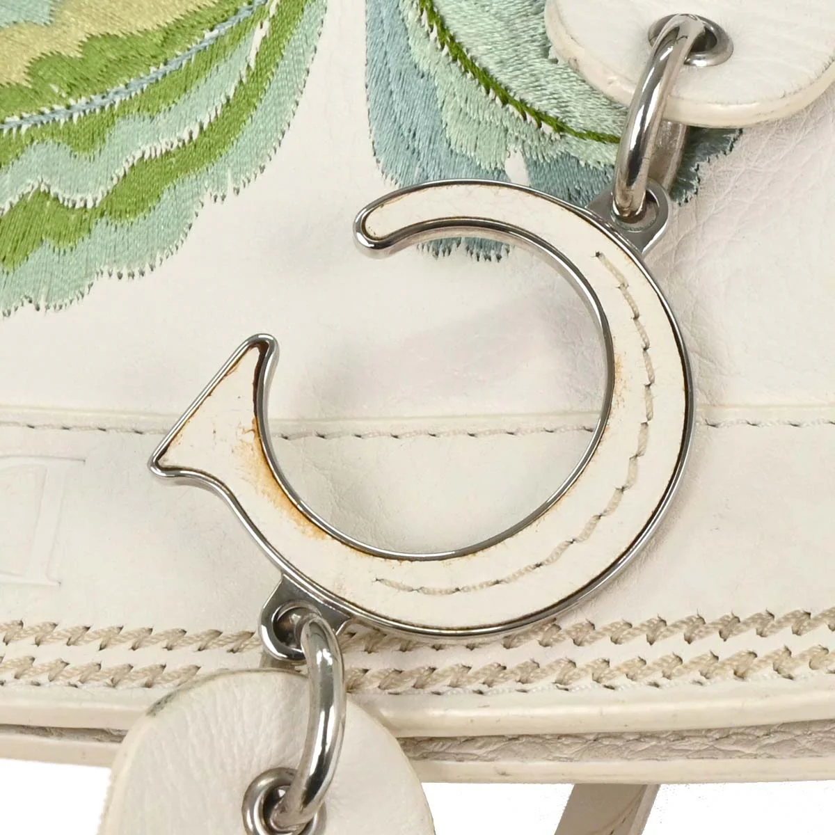 Christian Dior White Floral Embroidered Tote Bag - Image 4