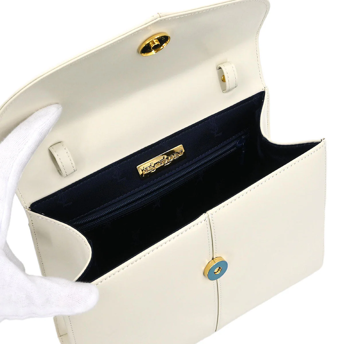 Yves Saint Laurent White 2way Shoulder Handbag - Image 7