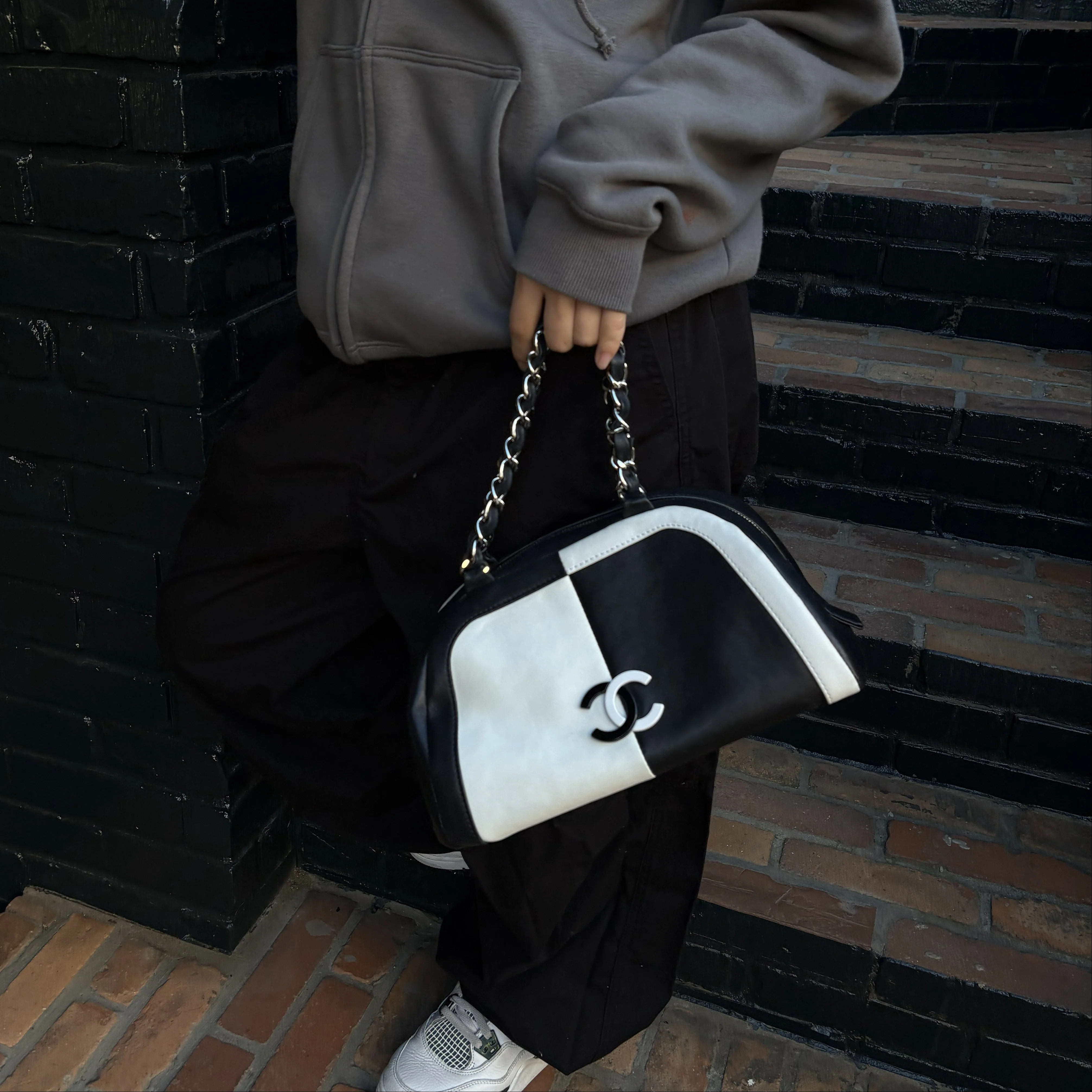 Chanel 2005-2006 Black Lambskin Bowling Bag