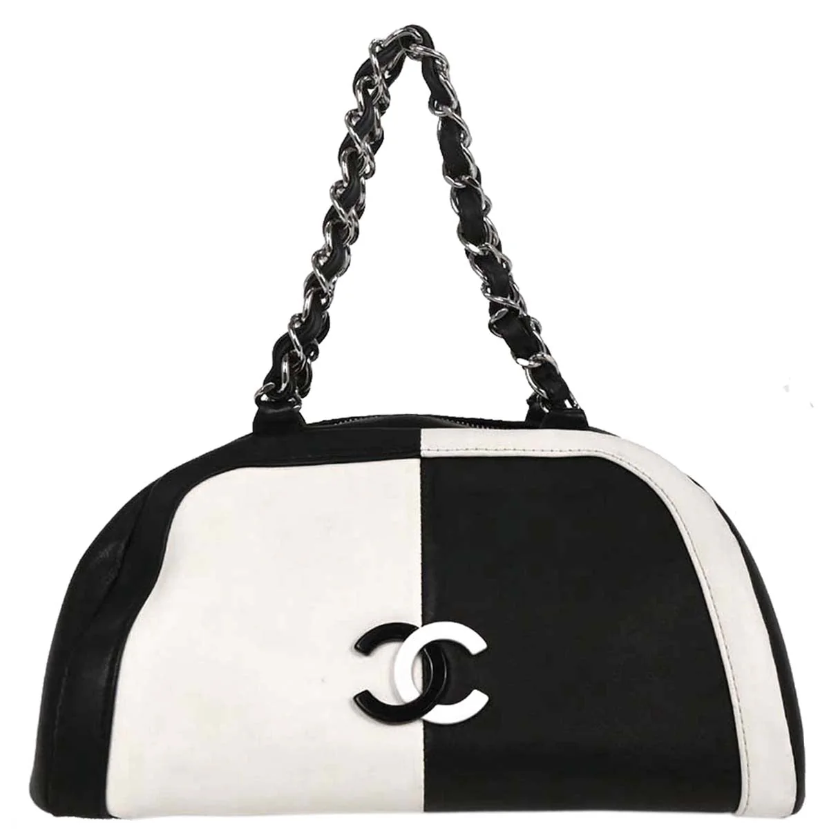 Chanel 2005-2006 Black Lambskin Bowling Bag - Image 2