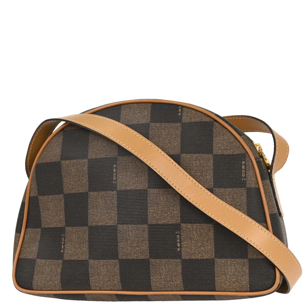 Fendi Brown Black Pequin Check Shoulder Bag - Image 2