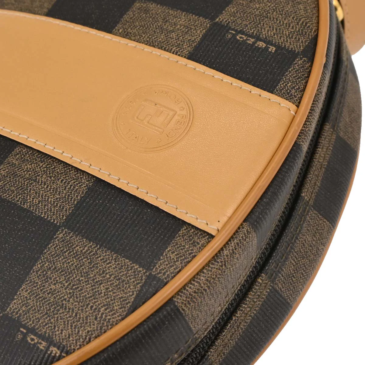 Fendi Brown Black Pequin Check Shoulder Bag - Image 5