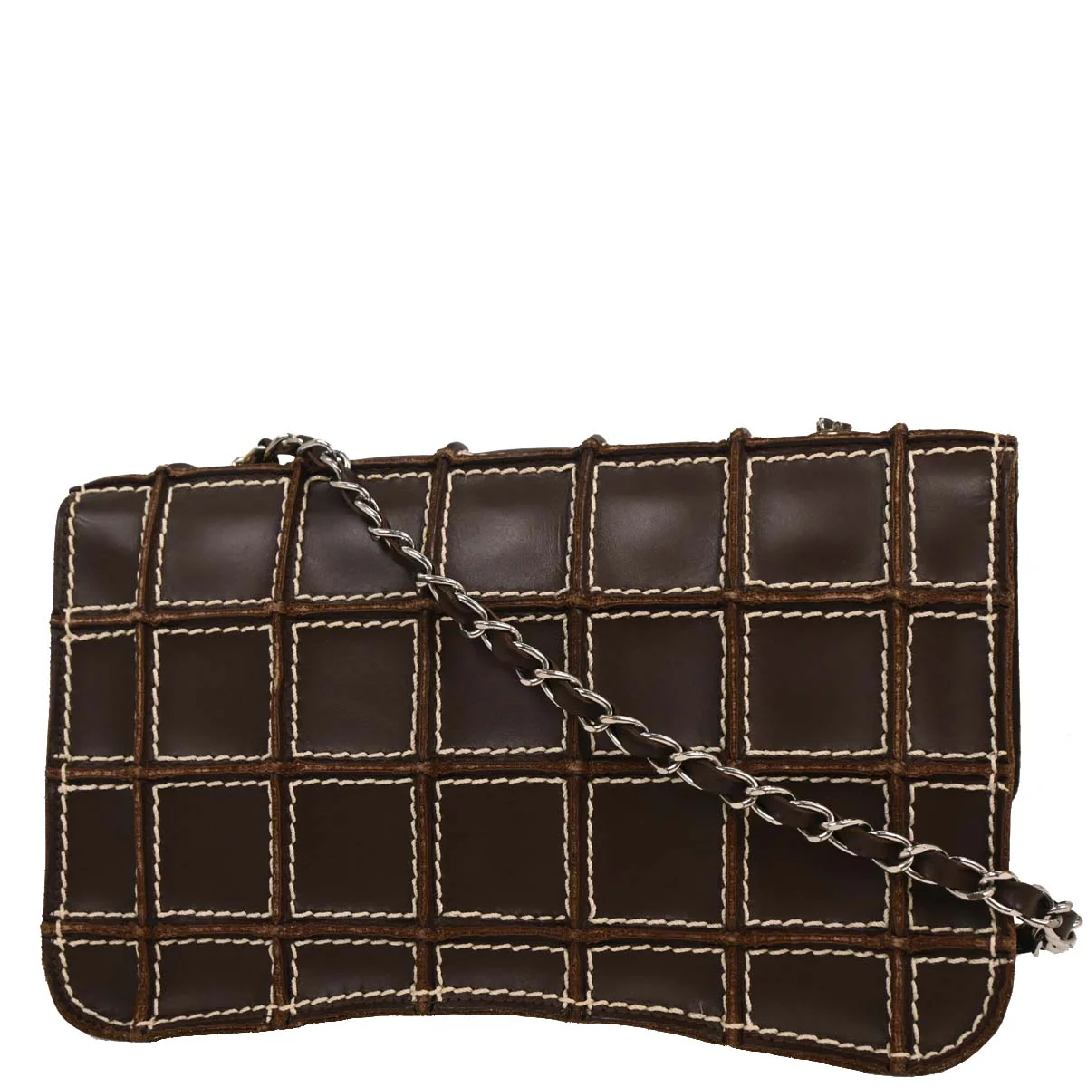 Chanel 2001-2003 Calfskin Wild Stitch Choco Bar Waffle Shoulder Bag - Image 3