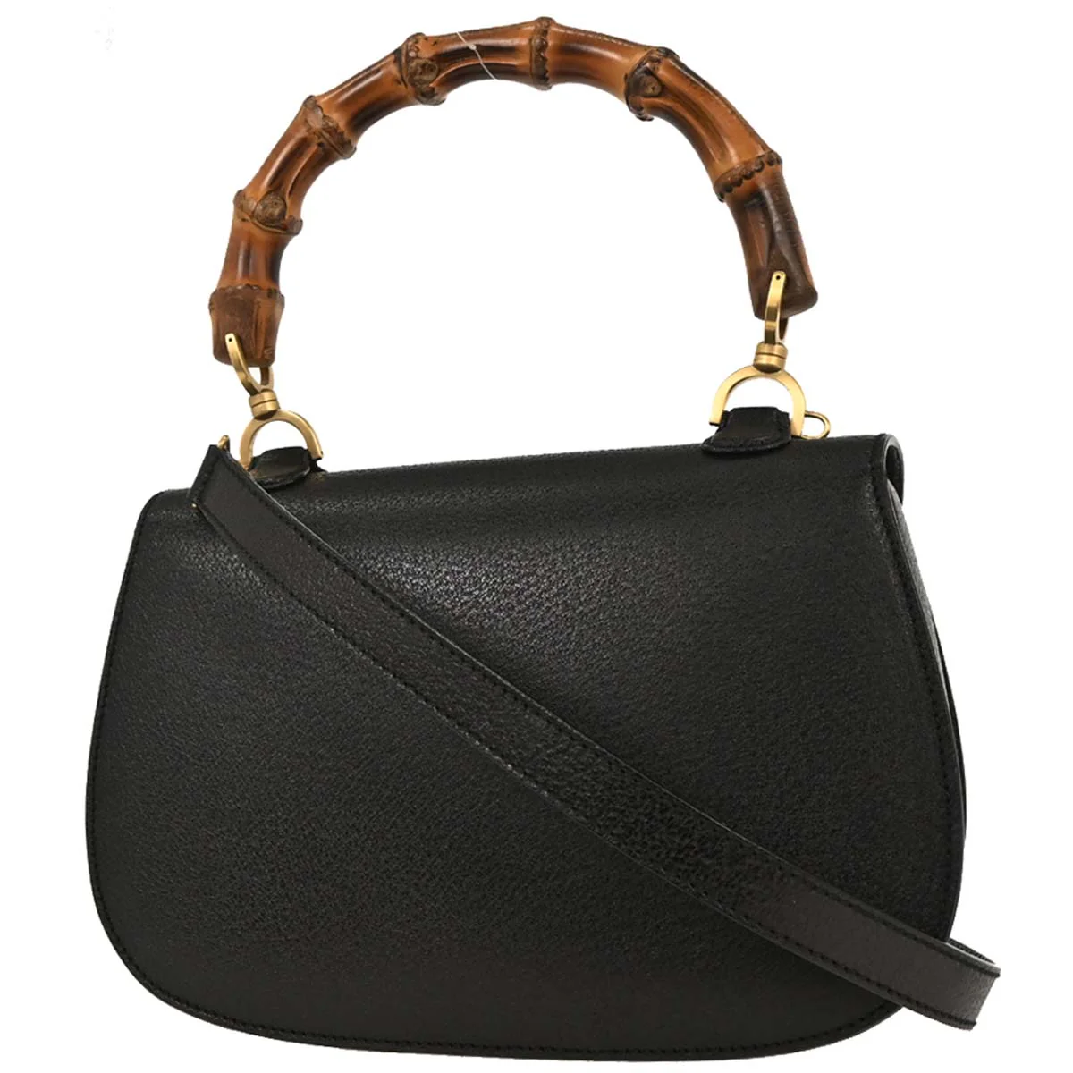 Gucci Black Pigskin Bamboo 2way Shoulder Handbag - Image 2